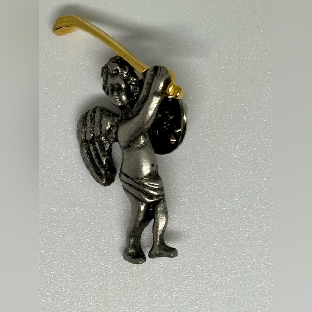 Golf Angel Pewter With Gold Colored Golf Club Lapel Hat Jacket Pin By CAMCO
